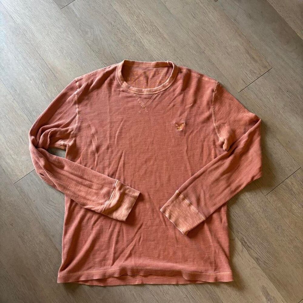 American-eagle Men's Orange and Pink Shirt
